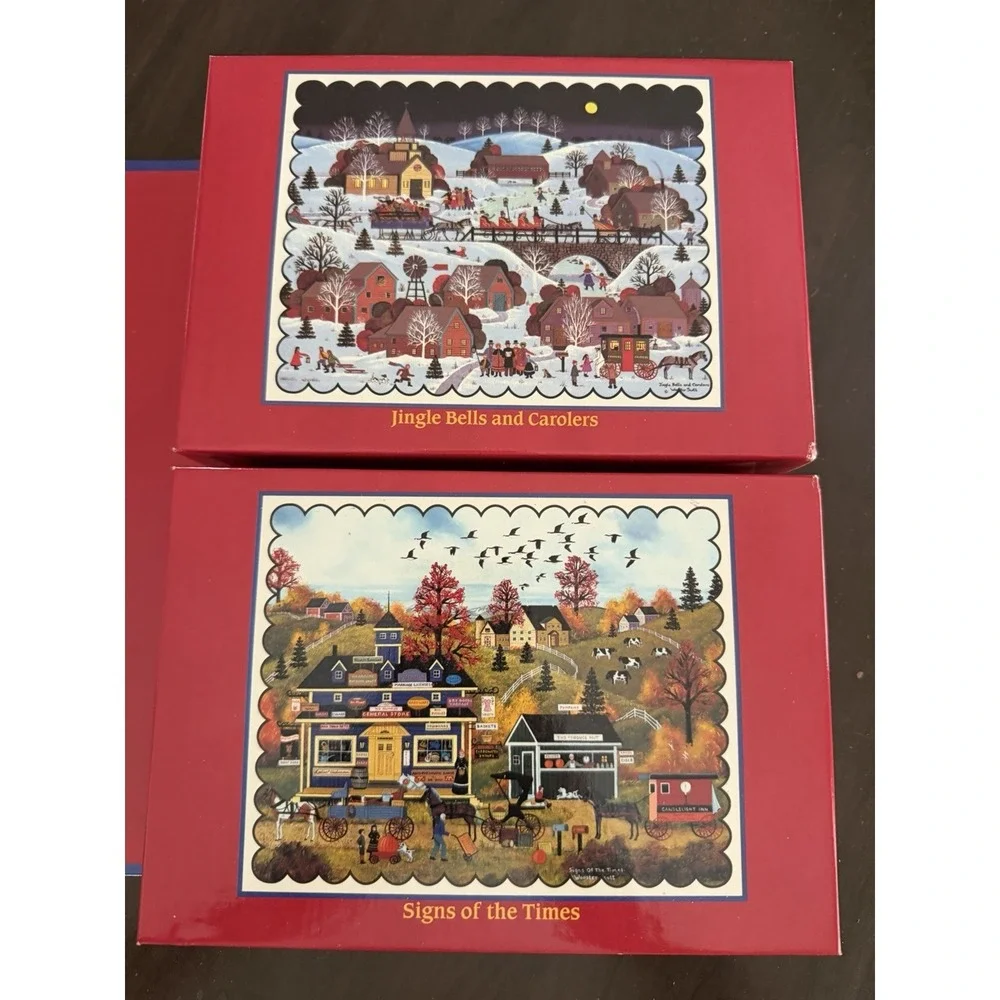 2 Jane Wooster 500 Piece Corkboard Book-Shelf Puzzles Collector's Edition 90's